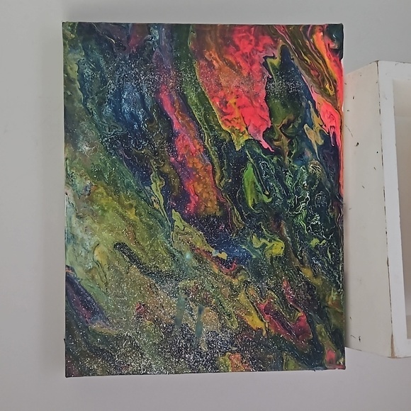 Hand Crafted modern art fluid acrylic pour handmade bohemian artwork wall decor - Picture 7 of 12
